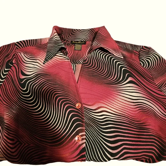 ASHLEY STEWART Women's Button-down Blouse in Hypnotic Print 16W - Picture 5 of 8